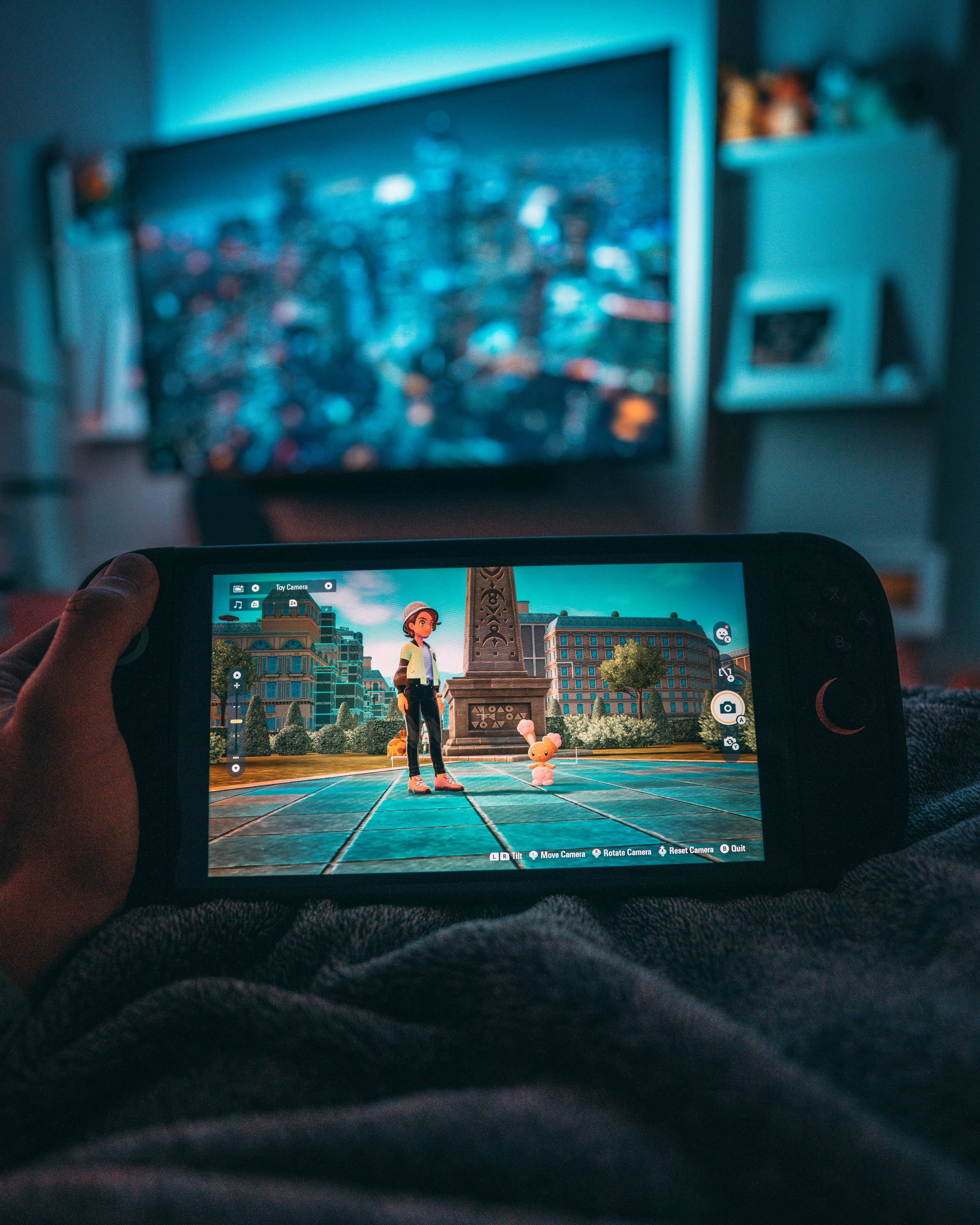 Handheld gaming console with TV display